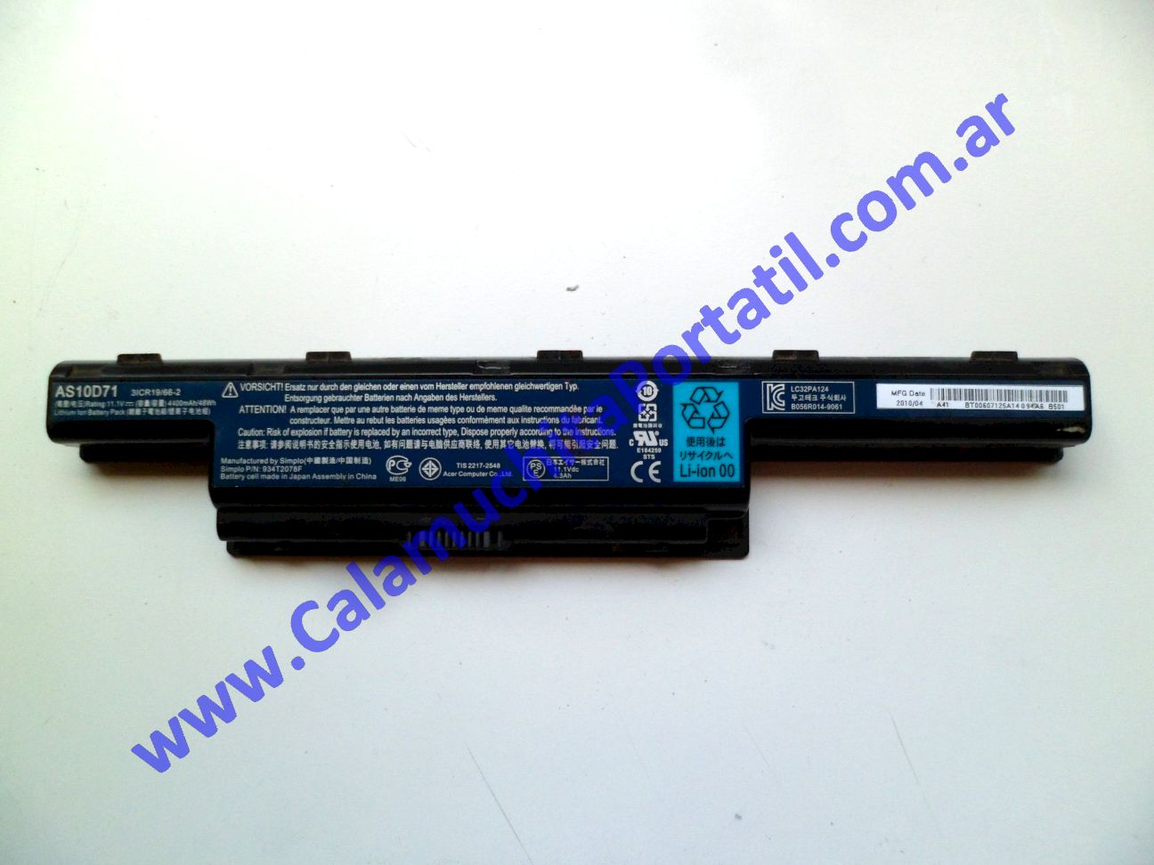 Batería Acer Aspire 4551-2522 - MS2307 ⋆ Calamuchita Portátil Batería Acer Aspire 4551-2522 - MS2307