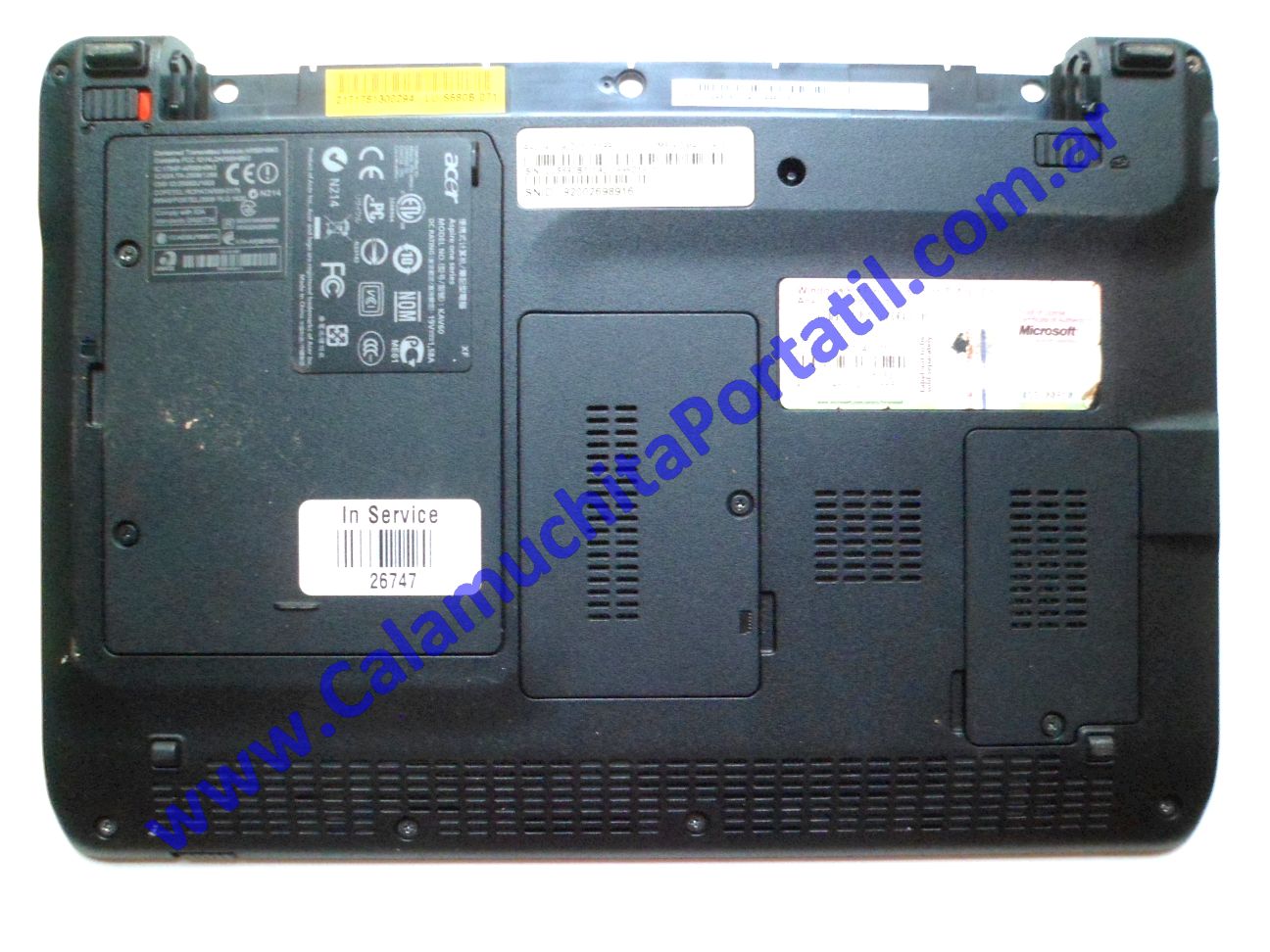 Carcasa Base Acer Aspire One D250-1599 - KAV60 ⋆ Calamuchita Portátil Carcasa Base Acer Aspire One D250-1599 - KAV60