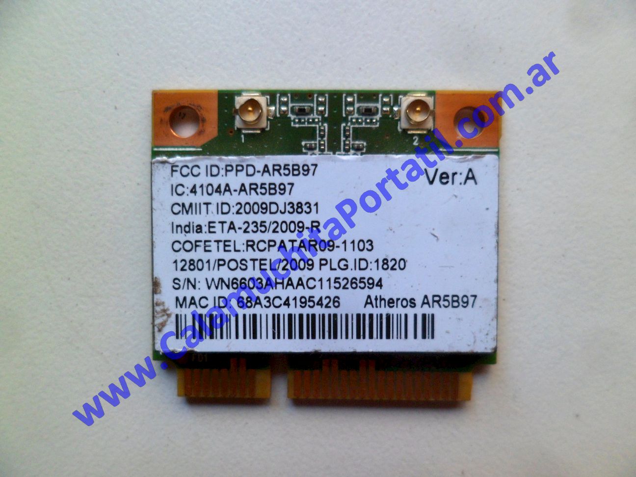 Placa Wifi EXO X300V C 1017U ⋆ Calamuchita Portátil Placa Wifi EXO X300V C 1017U