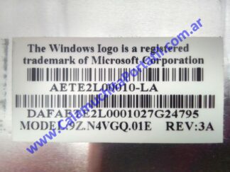 Calamuchita Portátil ⋆ Venta de repuestos de notebooks y netbooks / Compra de equipos ⋆ https://www.calamuchitaportatil.com.ar ⋆ 0937KBA3 ⋆ <span style="color: #00ccff;"><em><strong>Modelo/Parte: 9Z.N4VSQ.01E / AETE2L00010</strong></em></span>